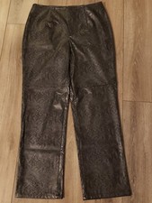 Vintage David Paul New York Faux Snake Skin Pants Petite Sz 10 Wide Leg Silver