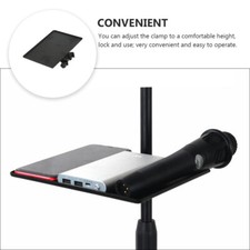 Clamp on Mic Stand Shelf Microphone Tray Sound Card Accessory Work Black