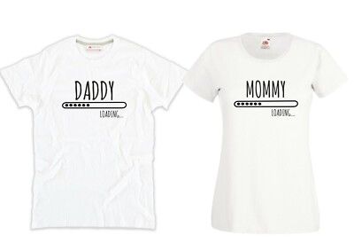 Future Papa Future Mama Loading Tshirt weiß Herren Damen Zukünftige Eltern