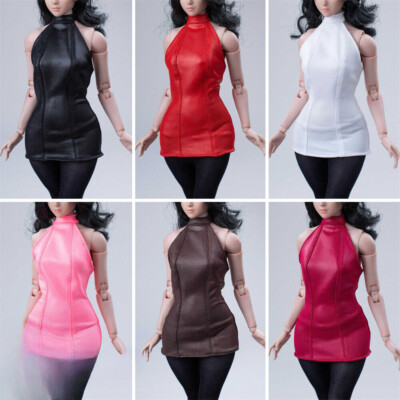 Fashion Pink 1:6 Scale Backless Skirt Dress Stockings Clothes 12'' Female Figure