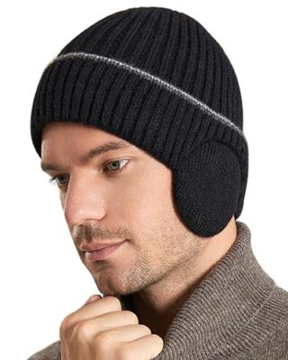Winter Hats with Earflap - Knit Fleece Line Beanie Hats One  display picture 2