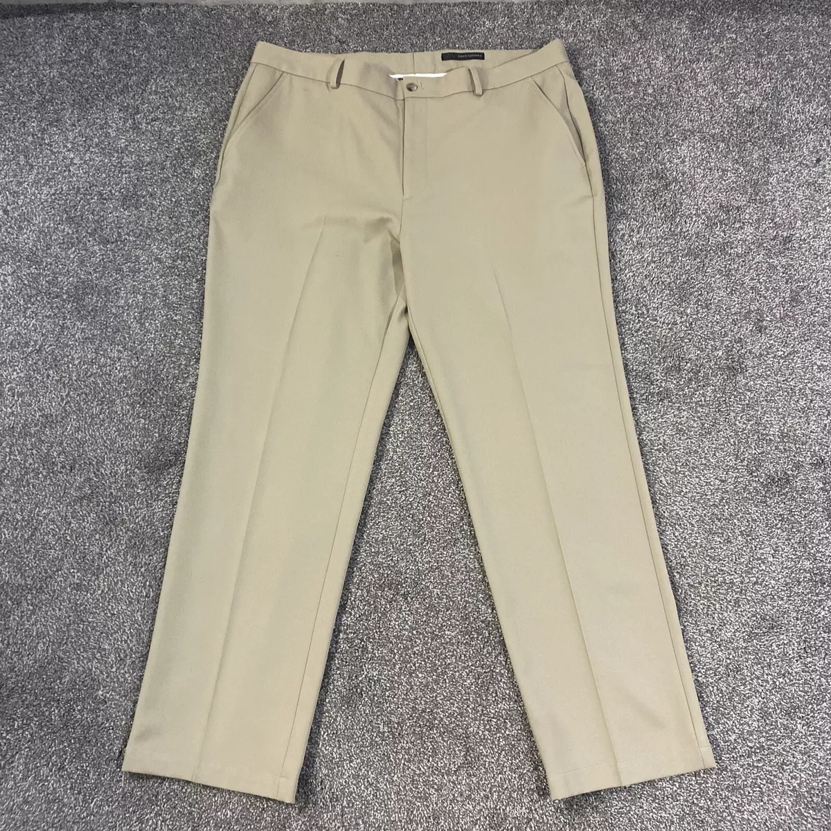 Greg Norman Mens Straight Fit Beige Flat Front Golf Pants Size
