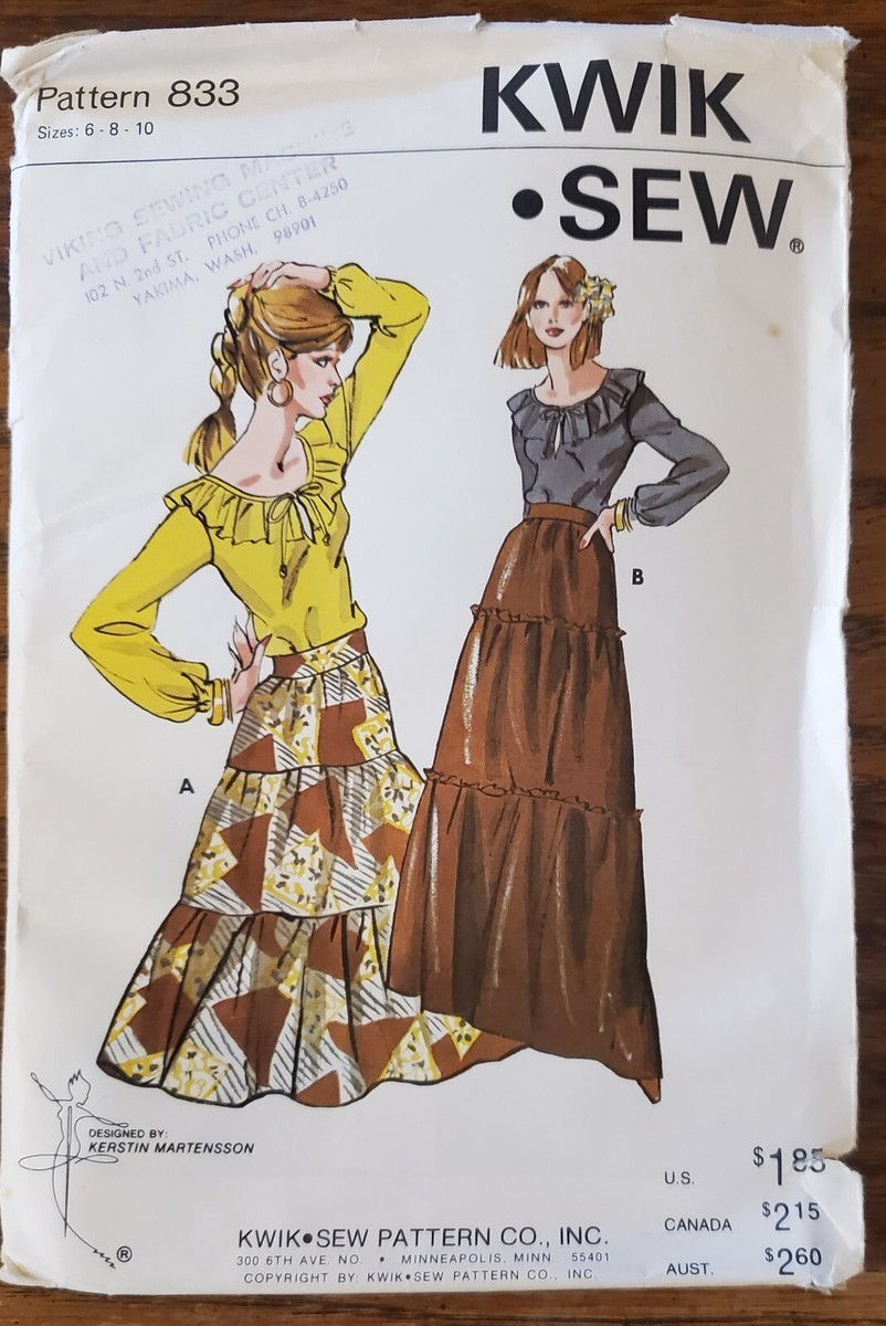 Vintage Kwik Sew 833 Pattern Ladies Skirt and Top Uncut Sealed