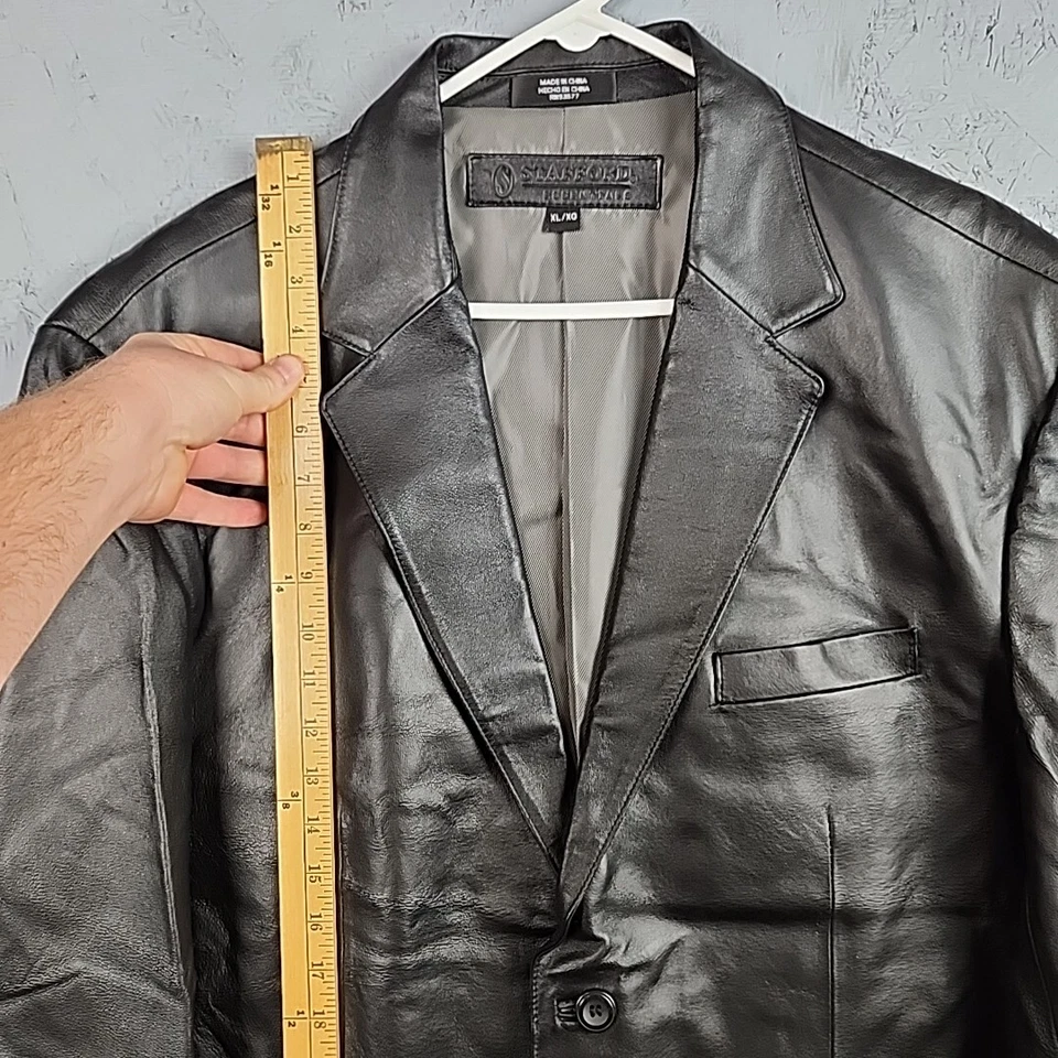 Chaqueta de Cuero Stafford Para Hombre XL Extra Grande Abrigo Negro Blazer Forrado Negocios Foto 2 de 4