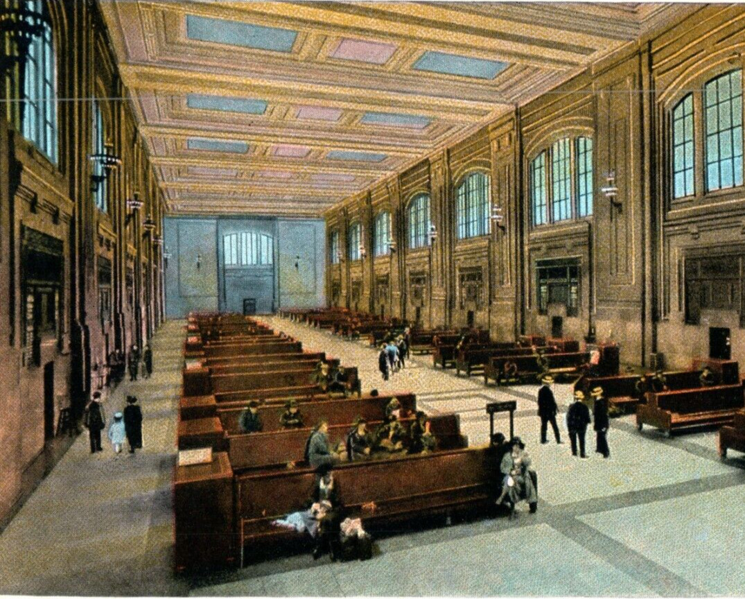 Main Waiting Room Union Station Kansas City Missouri Victorian Dress Postcard A9