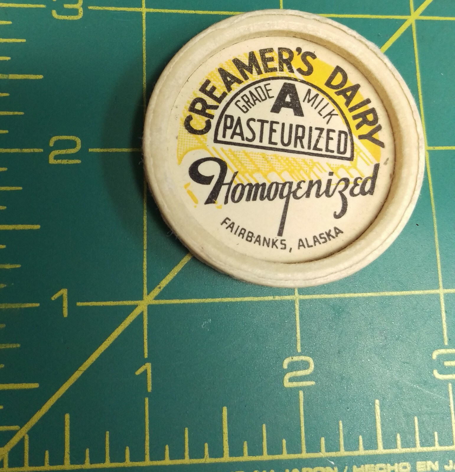 Creamers Dairy Milk bottle Cap Fairbanks Alaska Grade A Milk Cap