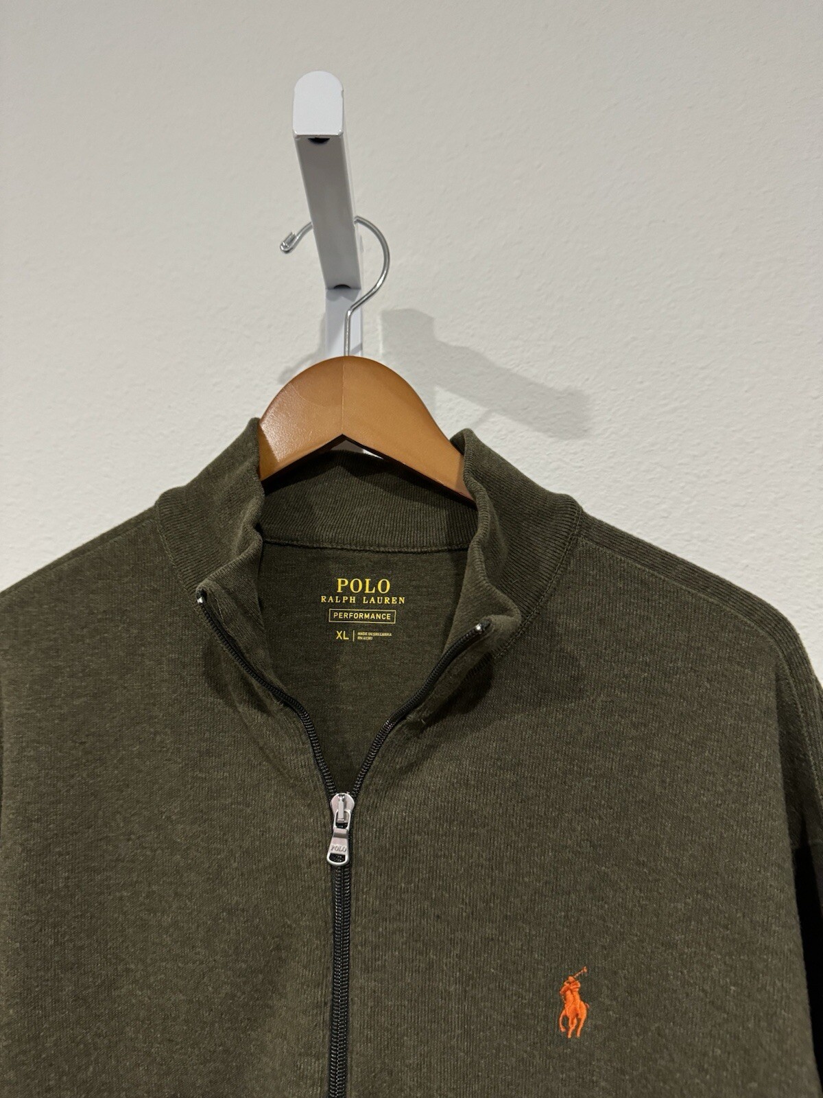 Polo Ralph Lauren Performance uomo XL verde giacca full zip cotone logo pony usata in ottime condizioni
