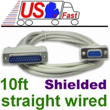 10ft long DB9pin Female DB25 Male Straight Through RS232 Serial/Modem Cable/Cord
