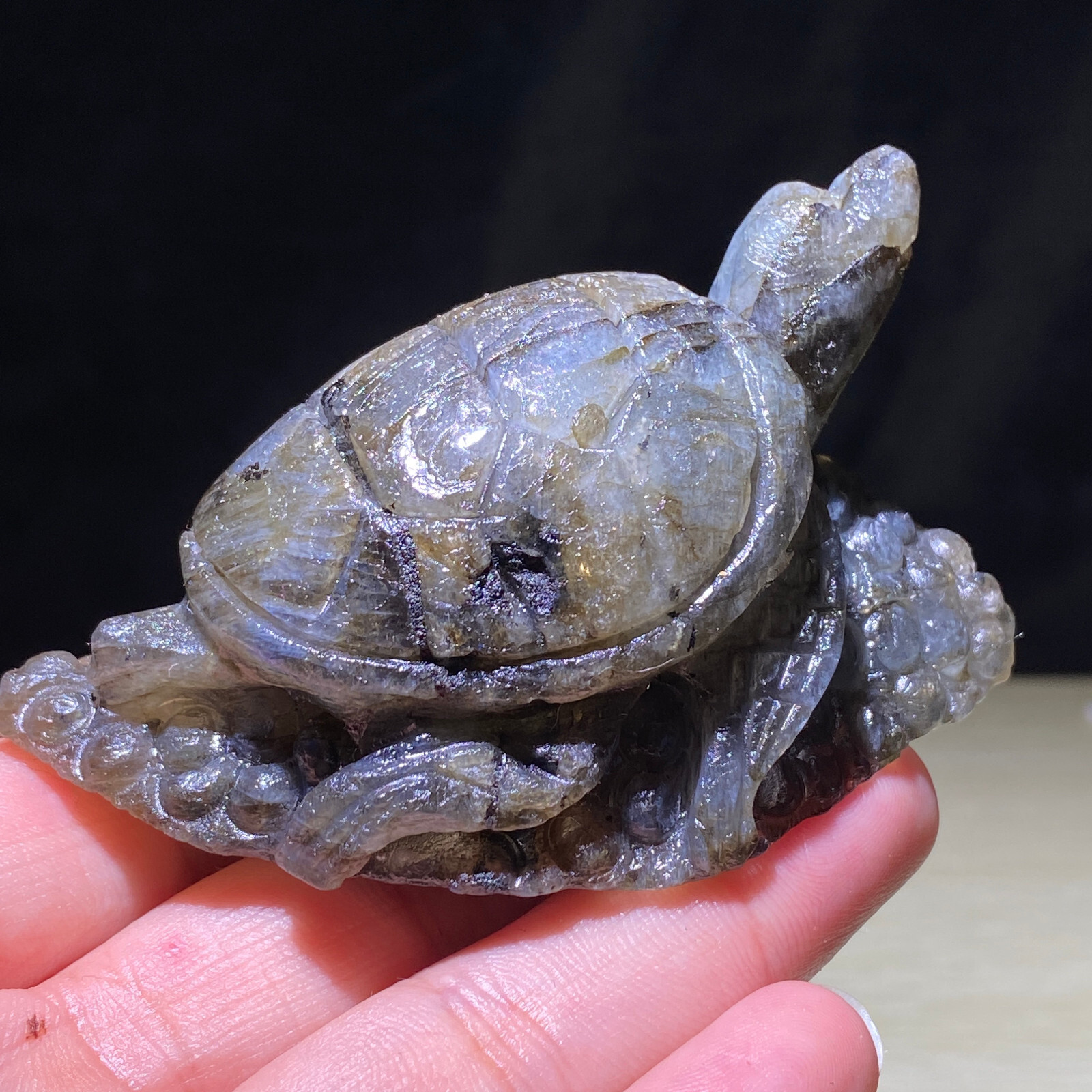 160G natural labradorite crystal hand-carved tortoise for healing and positive energy