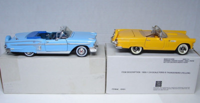 MOTORWORKS '56 THUNDERBID & '58 CHEVY CONV. - 1:24 SCALE DIE-CAST NEW MIB 2-CARS