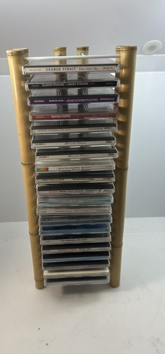 Vintage Bamboo And Metal 20 Cd Tower Rack. 90's | eBay