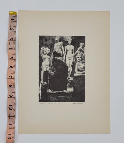 "Antique Beauty" Art 1933 Print Lithograph Sketch Signed by Peggy Bacon - Picture 9 of 9