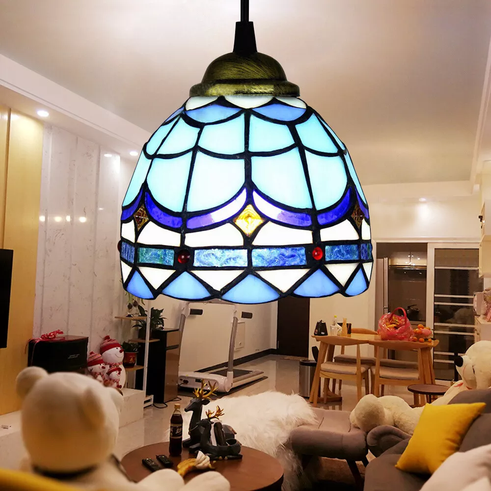 Multi Color Ceiling Pendant Light Fixture Stained Glass Hanging