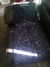 Alex Evenings Navy/Nude Dress Sz 8P