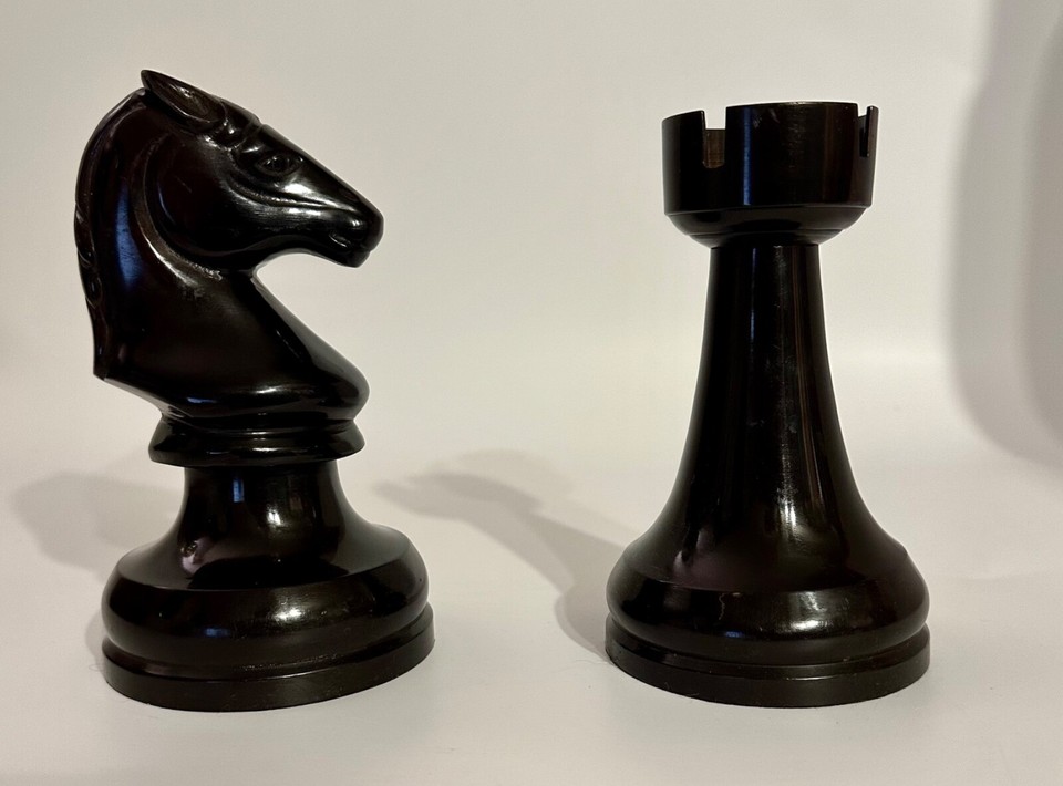 Decorative Metal Chess Bookends DARK BROWN Pair Rook and Knight | eBay