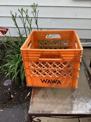 Vintage WAWA Orange Plastic Square Milk Container Carrying Crate old school logo