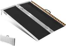 Aluminum Wheelchair Ramp 2ft Folding Threshold Ramp w/Handle for Doorways 600lb