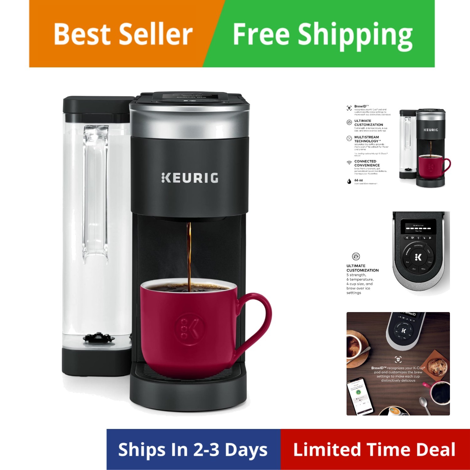 K-Supreme SMART Coffee Maker, MultiStream Technology, Brews 6-12oz Cup Sizes,...