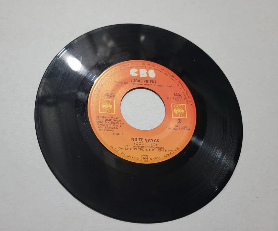 Judas Priest Hot Rockin' 1981 Mexican Single 45 RPM Very Rare NM Foto 3 de 4