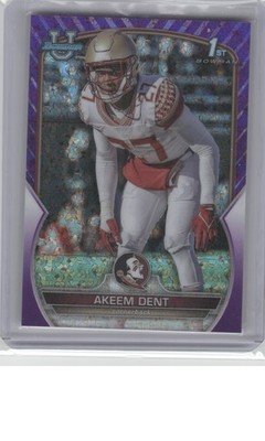 2022 Bowman U Chrome #13 Akeem Dent Purple Mini-Diamond Ref #/399 B14R4C118
