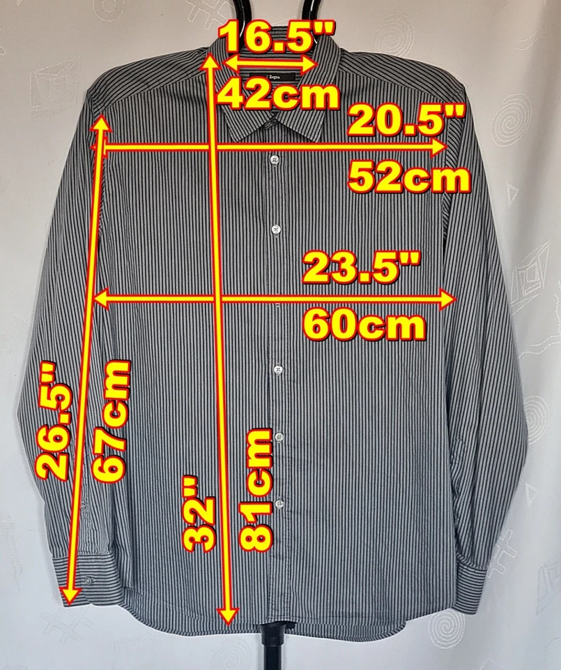 CAMISA AUTÉNTICA Z Z ZEGNA RAYAS GRIS AZUL VESTIDO HOMBRE TALLA: US 16 1/2/EU42 Foto 2 de 4