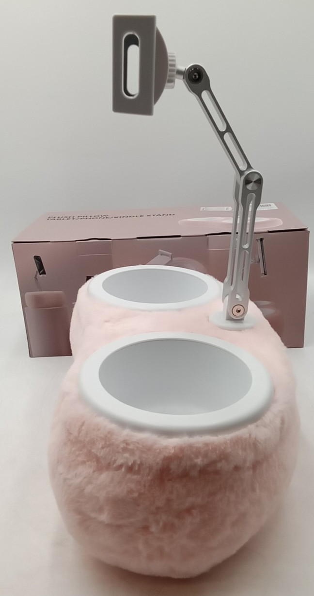 Light Pink Plush Pillow Tablet Phone Kindle Stand