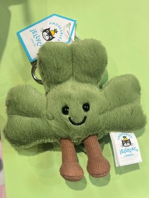 Authentic Jellycat Amuseables  Siofra Shamrock Bag Charm Clip NWT HTF