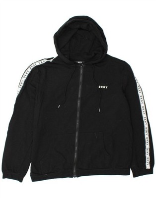 DKNY Herren Grafik Reißverschluss Hoodie Pullover Large schwarz Baumwolle CV27