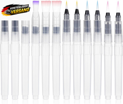 Aquarellpinsel mit Wasserbehälter 12er Set für präzises Malen und Mischen