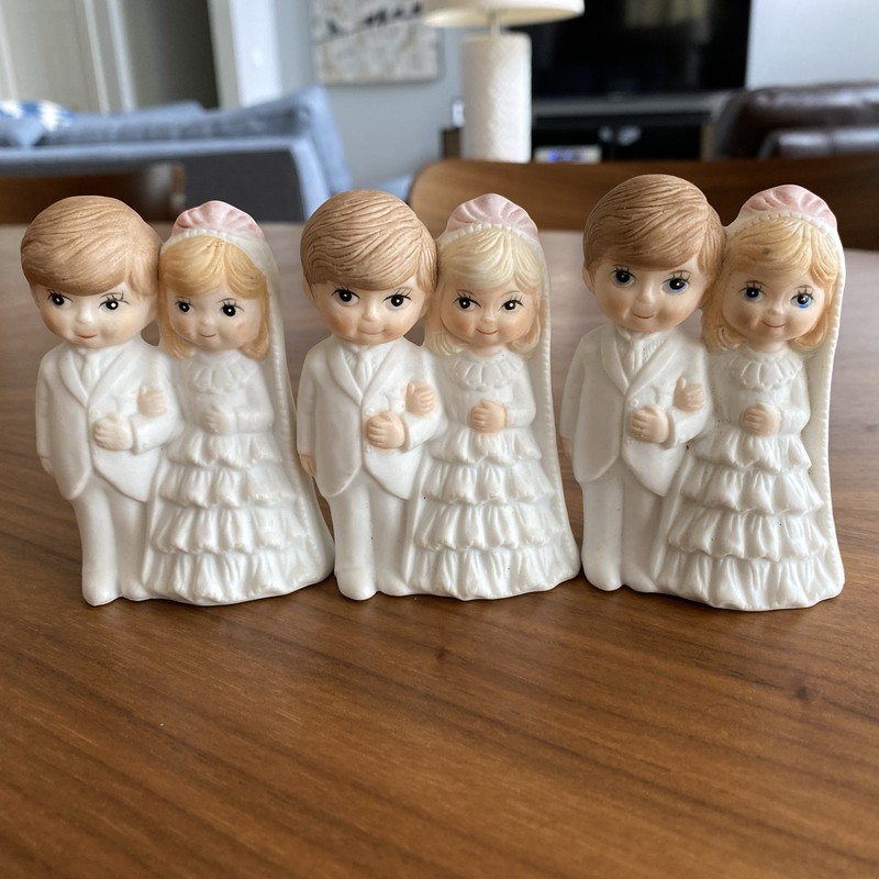 3 Lefton Bride And Groom Porcelain Figurine Wedding Cake Toppers