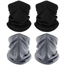 4 Pack Winter Neck Warmer, Neck Gaiter Ski for Men  Women, Soft 2black/2gray
