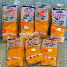 Set of 7 Pkgs J P Coats Latch Hook Rug Yarn  Color 245 Orange  FREE SHIPPING