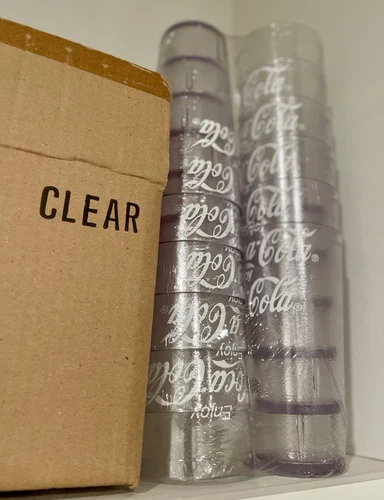 Vintage Coca-Cola 24 Oz Clear Plastic Tumblers, Set Of 24 NOS, Unopened