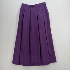 Vintage Heavy Wool Pleated Lined Long Purple J G Hook Skirt Size 6 Pockets