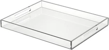 NIUBEE Clear Acrylic Serving Tray 16x20 Spill Proof Handles #R010