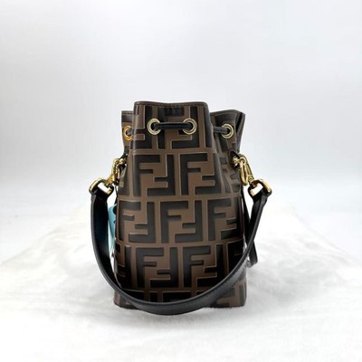 Fendi Bi-Color FF 1974 Embossed Mini Mon Tresor Bucket Bag Maya