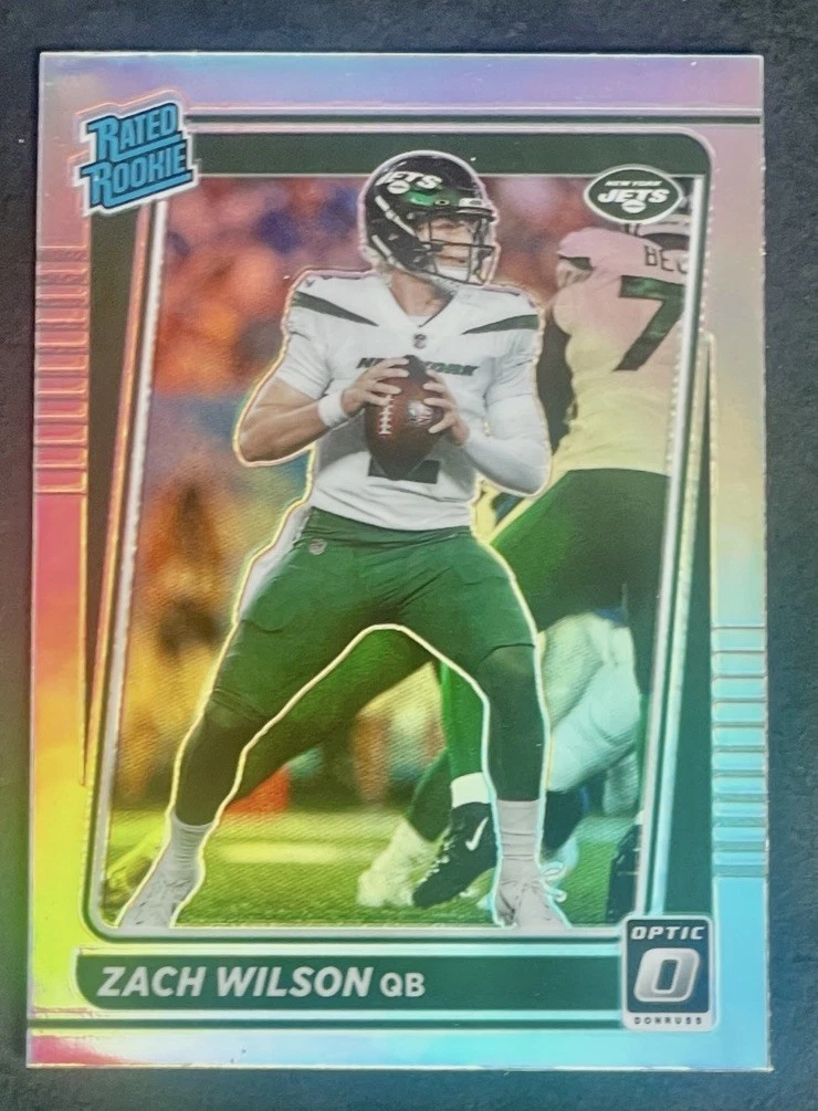 2021 Panini Donruss Optic Zach Wilson Rated Rookie Holo Prizm RC #202 Jets