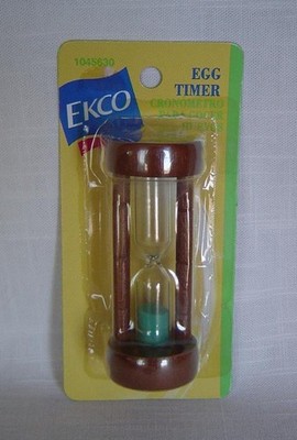 Vintage EKCO 3 Minute EGG TIMER in Wooden Holder Country Kitchen New Old Stock
