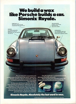 #ad #ad 1973 Simoniz Royale Car Wax Vintage Print Ad Porsche 911 70s Man Cave Wall Art $16.97