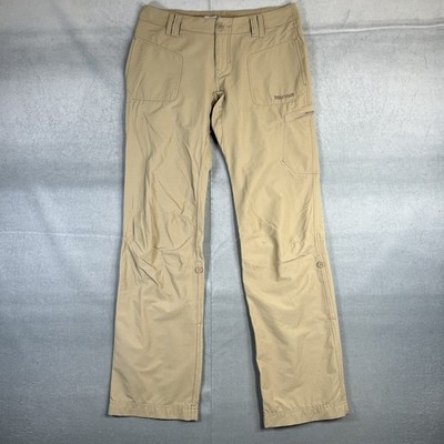 Marmot Cargo Pants Womens 6 Tan Hiking Roll Up Outdoor Stretch Lightweight Nylon
