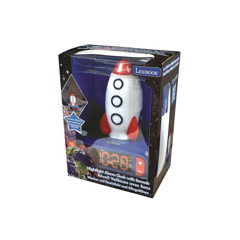 Veilleuse lumineuse Space Fusée 3D et réveil Lexibook comme cadeau