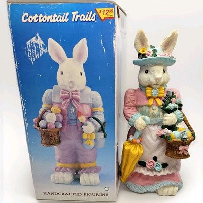 Cottontail Trails Bunny Figurine Easter Spring Decor Handcrafted Resin With Box
