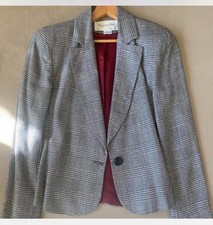 Vintage Christian Dior Plaid Wool Blazer Size 4 Red Lining