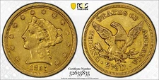 1857-O US $2.50 Gold PCGS XF Details Quarter Eagle