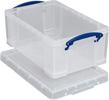 Image of Really Useful Storage Box Plastic Lightweight Stackable 5 Litre clear (pack of 3