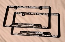 Village Motors License Plate Frame Pair Millersburg Ohio Ford Jeep Ram Dodge Dlr