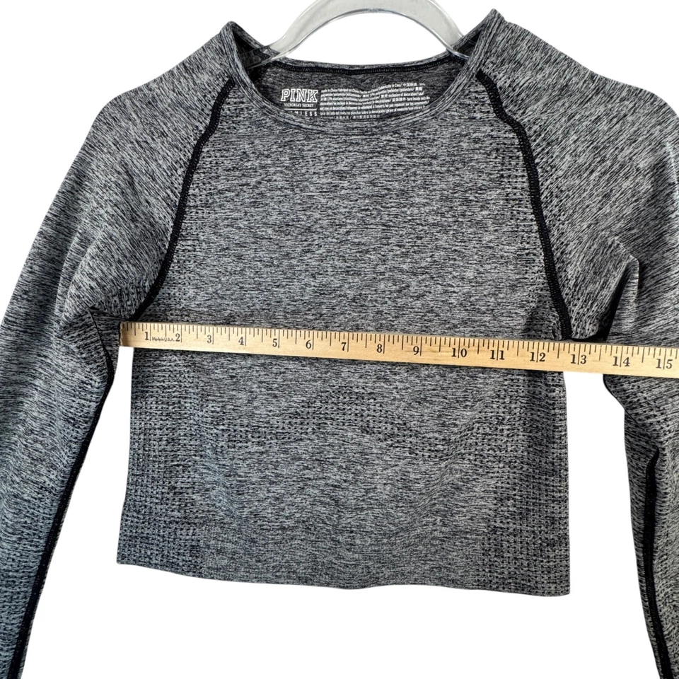 PINK VS Top Corto Sin Costuras S Gris Jaspeado Manga Larga Agujero para el Pulgar Gimnasio Ropa Activa Foto 4 de 4