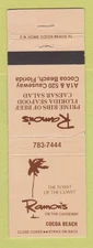 Matchbook Cover - Ramon's Restaurant Cocoa Beach FL WORN