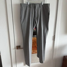 Kenneth Cole Reaction Men's Flat Front Dress Pants, Light Grey 36x32