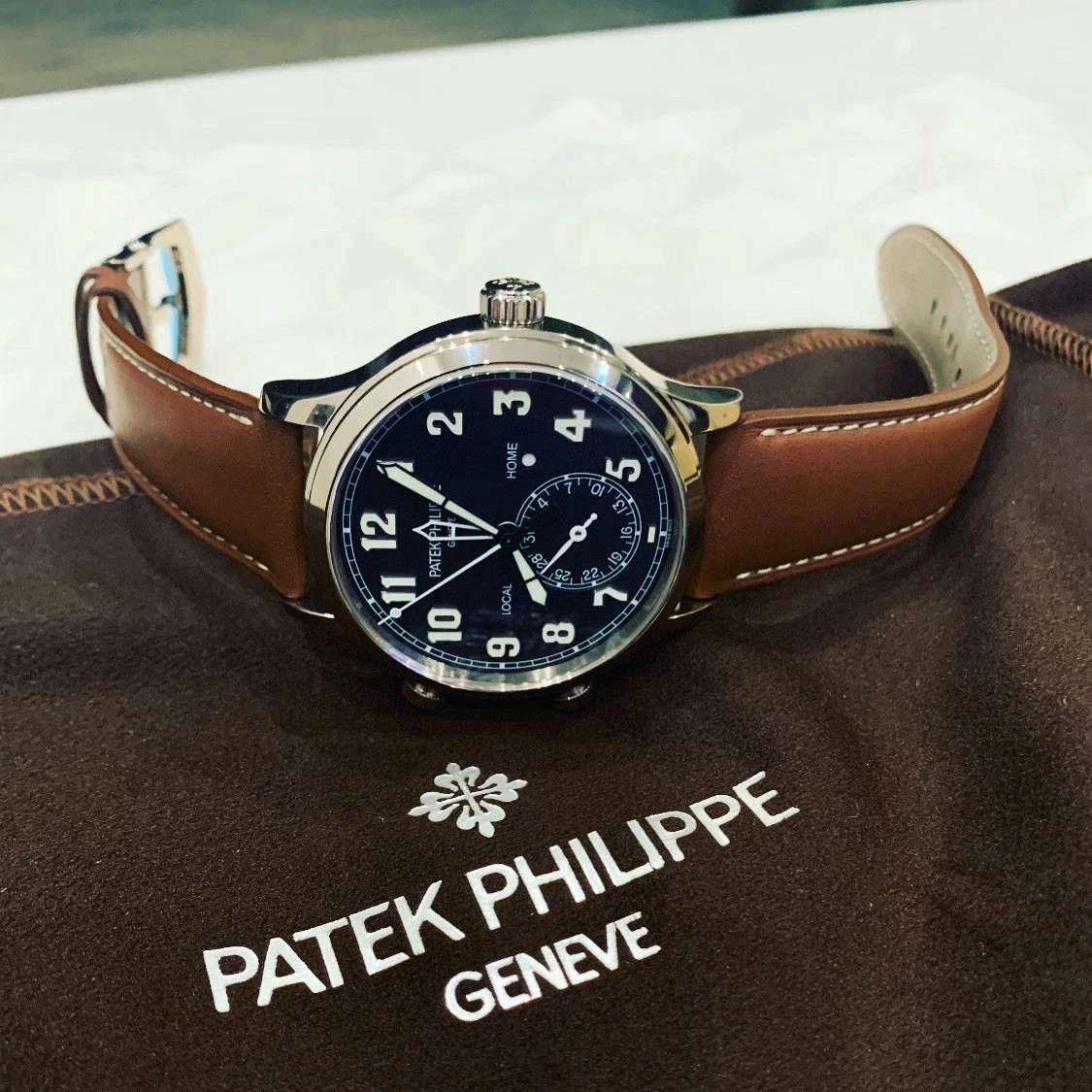 Patek Philippe — Patek Philippe Calatrava Pilot Travel Time 42mm 5524G-001 White Gold Blue Dial 2